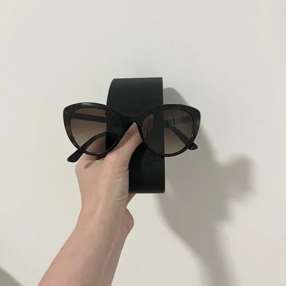 Prada Black Cat Eye Acetate Sunglasses with Case - Picture 1 of 7